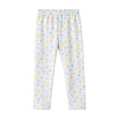 HILEELANG Toddler Girls 100% Cotton Bunny Floral Peplum Legging Set