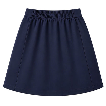 HILEELANG 4-13 Little Big Girls 2 Pack Skorts Navy and Khaki with Built-in Shorts School Uniform Skirt Set Kids Elastic Waist with Pockets Scooter