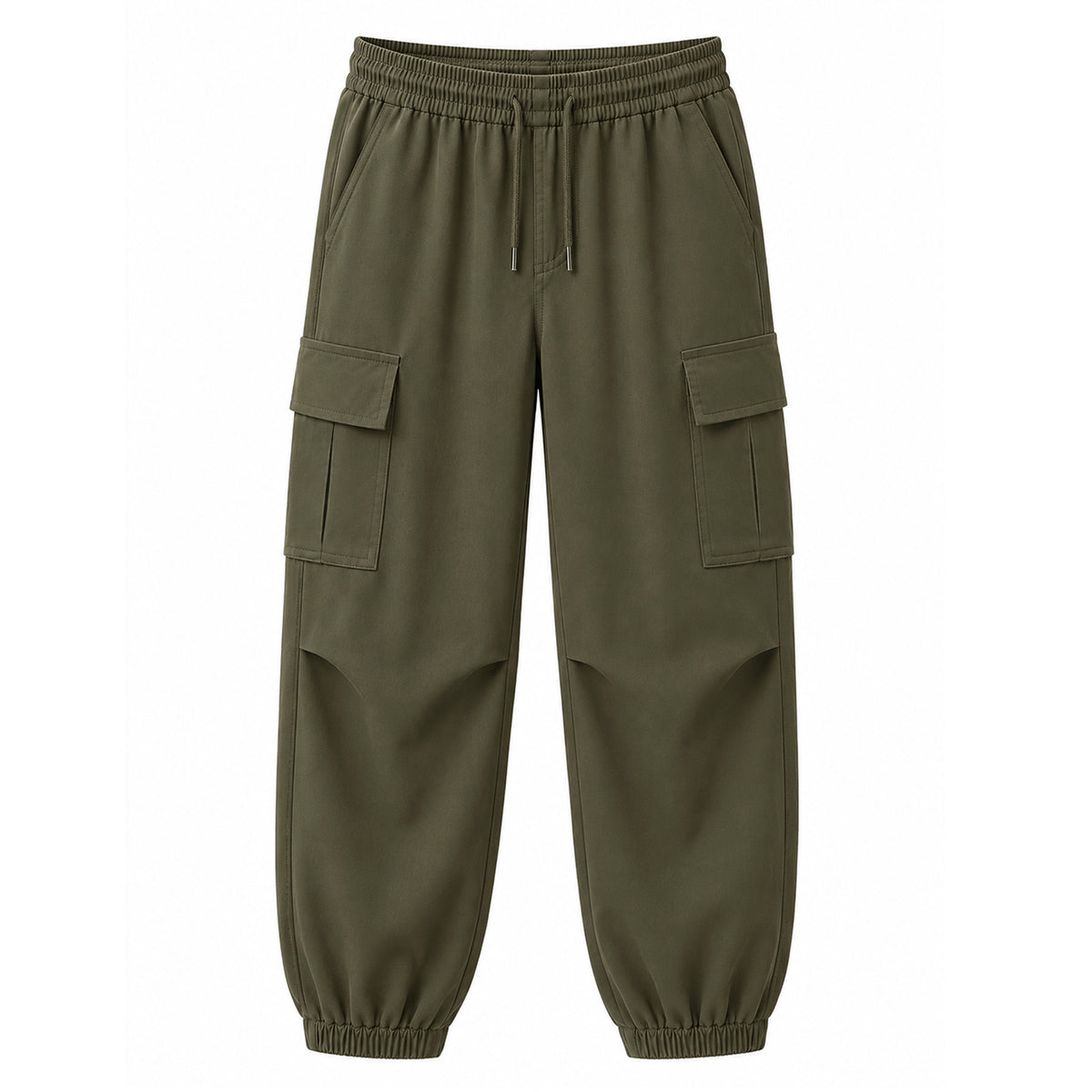HILEELANG Olive Kids Double Pocket Cargo Sweatpants Jogger Pants, Single Piece