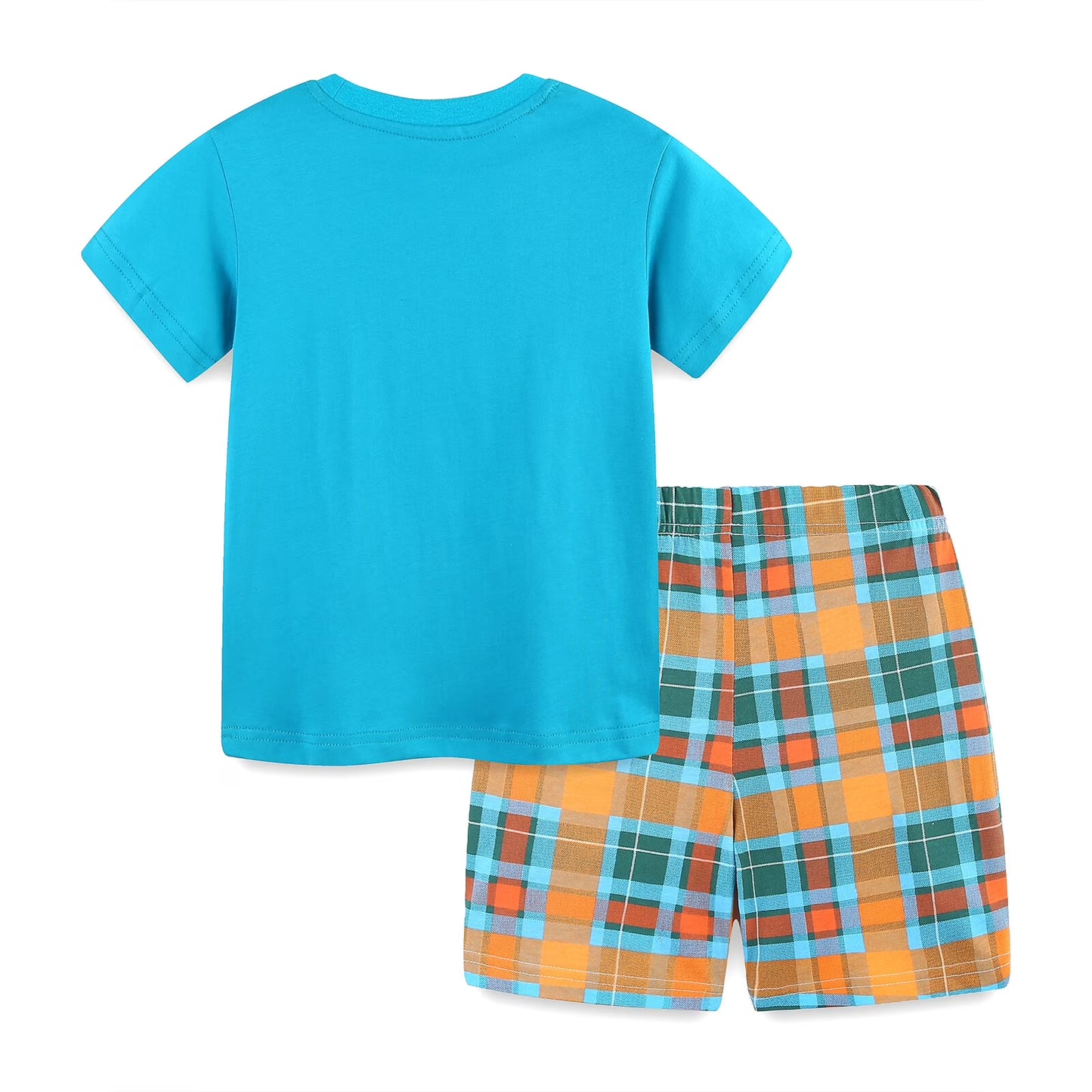 HILEELANG Toddler Boy Summer Short Clothes Sets Outfits Easter Cotton Blue Dinosaur Shirts Shorts Playwear