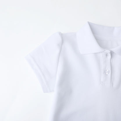 HILEELANG 2-Pack Little/Big Girls' Short Sleeve Pique Polo Shirts, School Uniform Tops for Kids 4-13T, White & Heather Gray