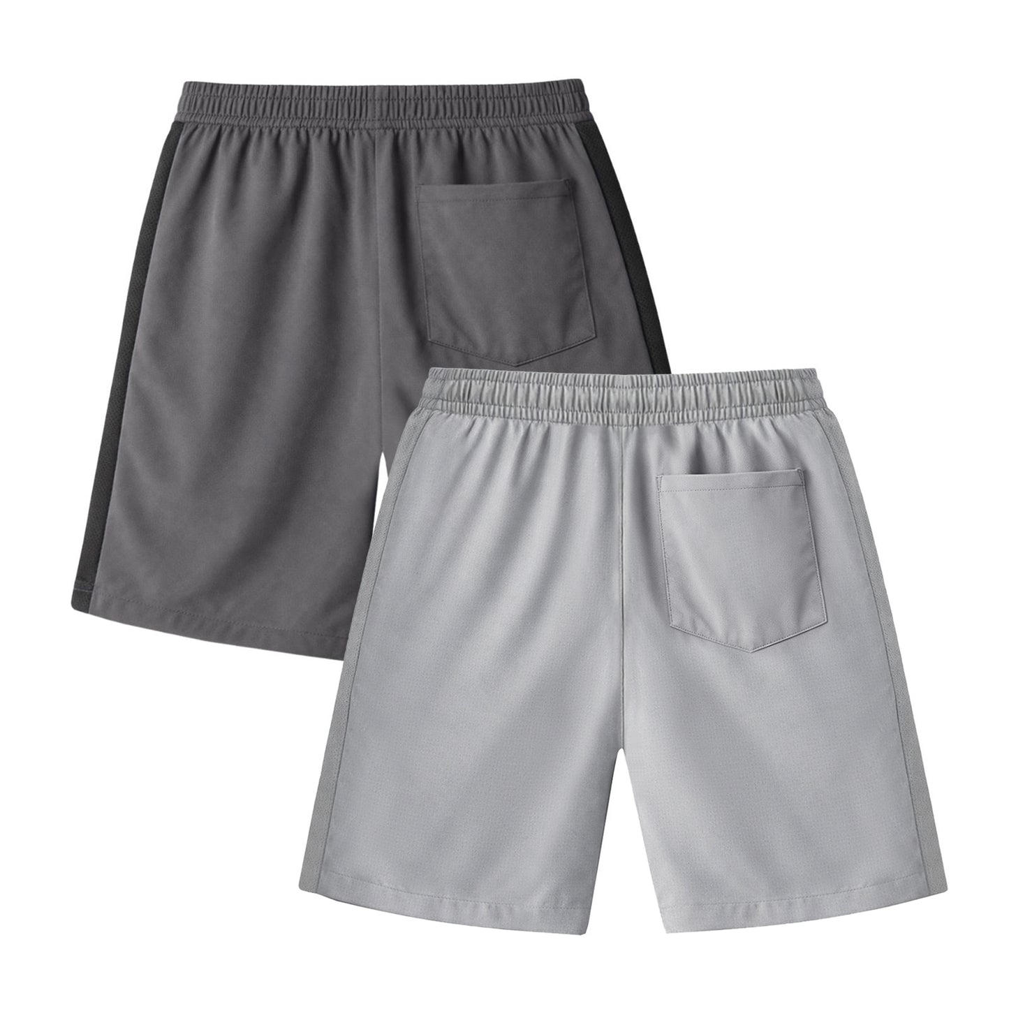 HILEELANG 5-15T Boys 2-Pack Quick Dry Athletic Sweat Shorts, Elastic Waist Active Shorts with Zipper Pockets for Kids Youth
