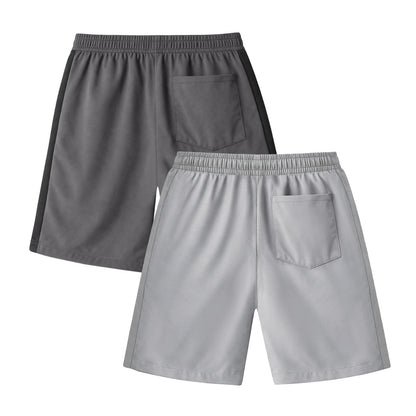 HILEELANG 5-15T Boys 2-Pack Quick Dry Athletic Sweat Shorts, Elastic Waist Active Shorts with Zipper Pockets for Kids Youth