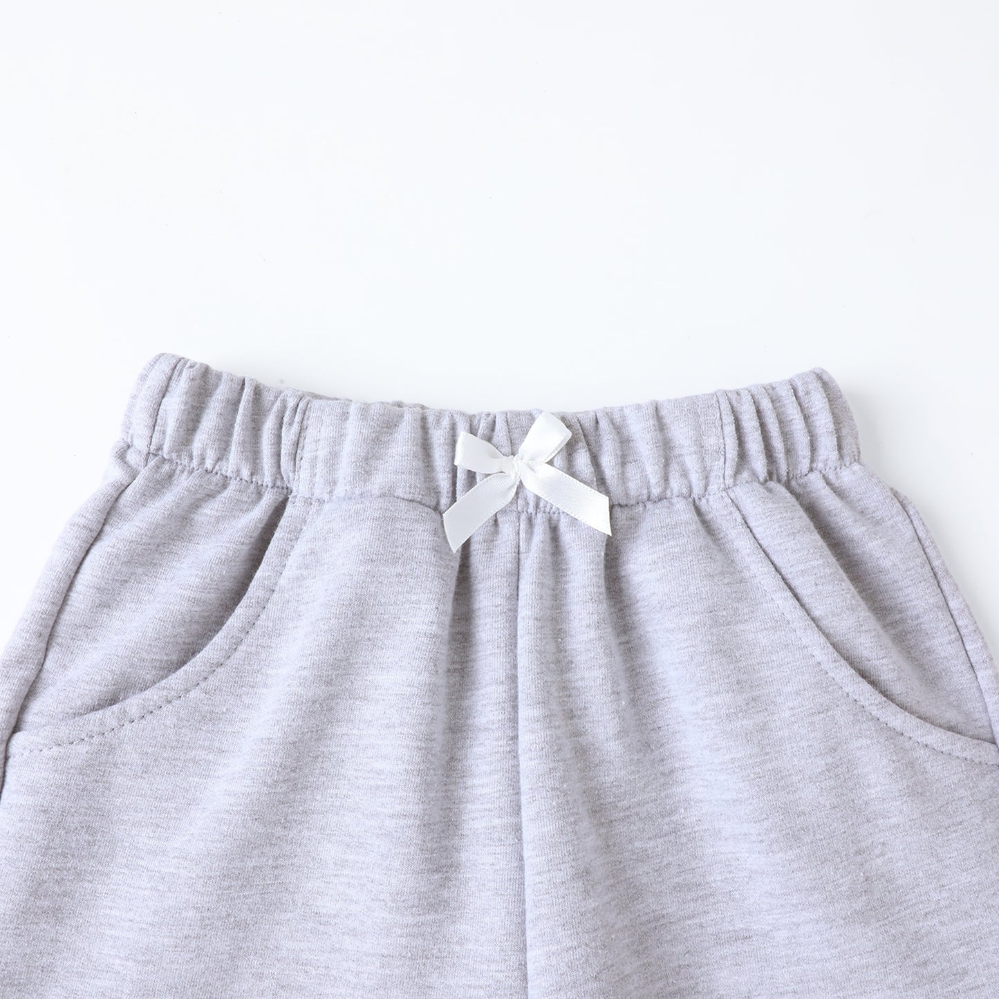 HILEELANG Toddler Girl' Cotton Shorts 2-Pack with Pockets, Grey/Pink