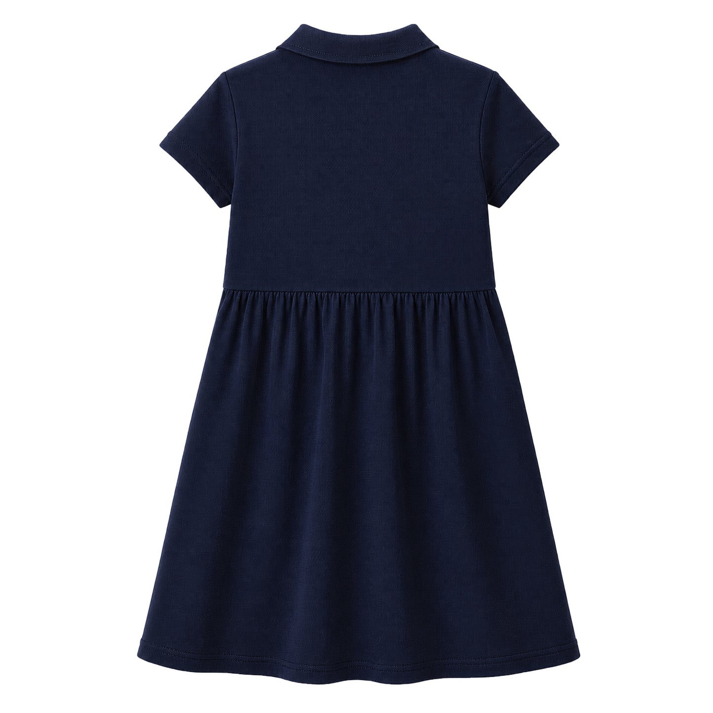 HILEELANG 4-13T Big Girls' Navy Blue Short Sleeve Polo Dress with Pockets, School Uniform Casual Dress for Kids