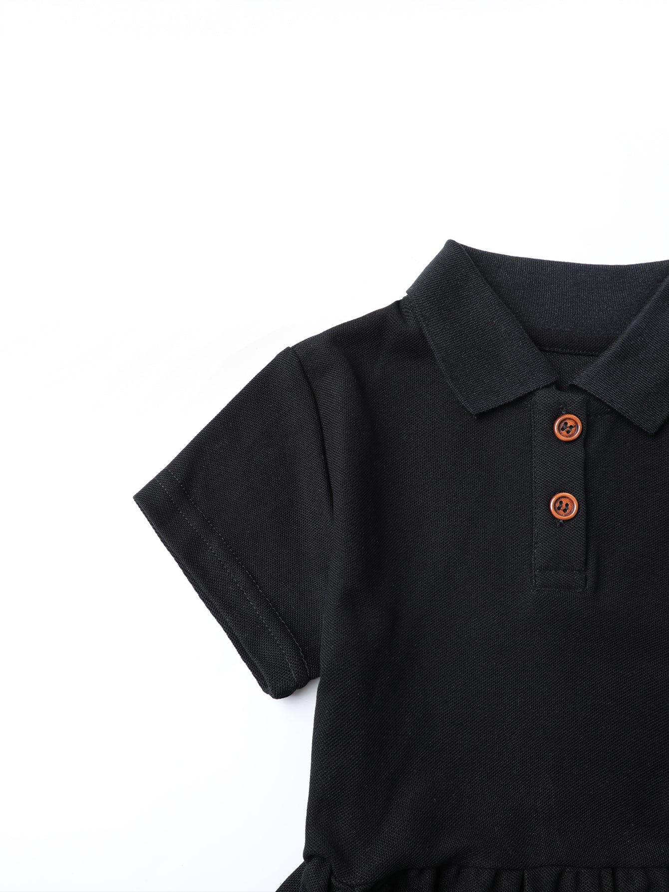 HILEELANG 4-13T Little Girls' black Short Sleeve Polo Dress with Pockets, School Uniform Casual Dress for Kids