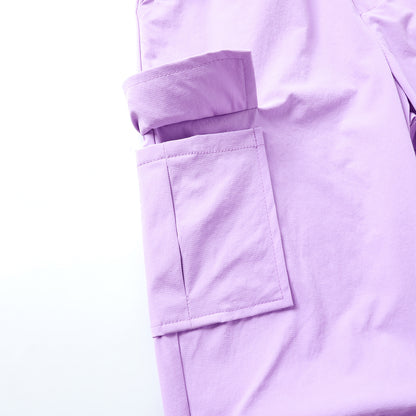 HILEELANG Kids Girl Quick-Dry Cargo Pants Lightweight 4-Way Stretch Outdoor Joggers for Girls Lavender