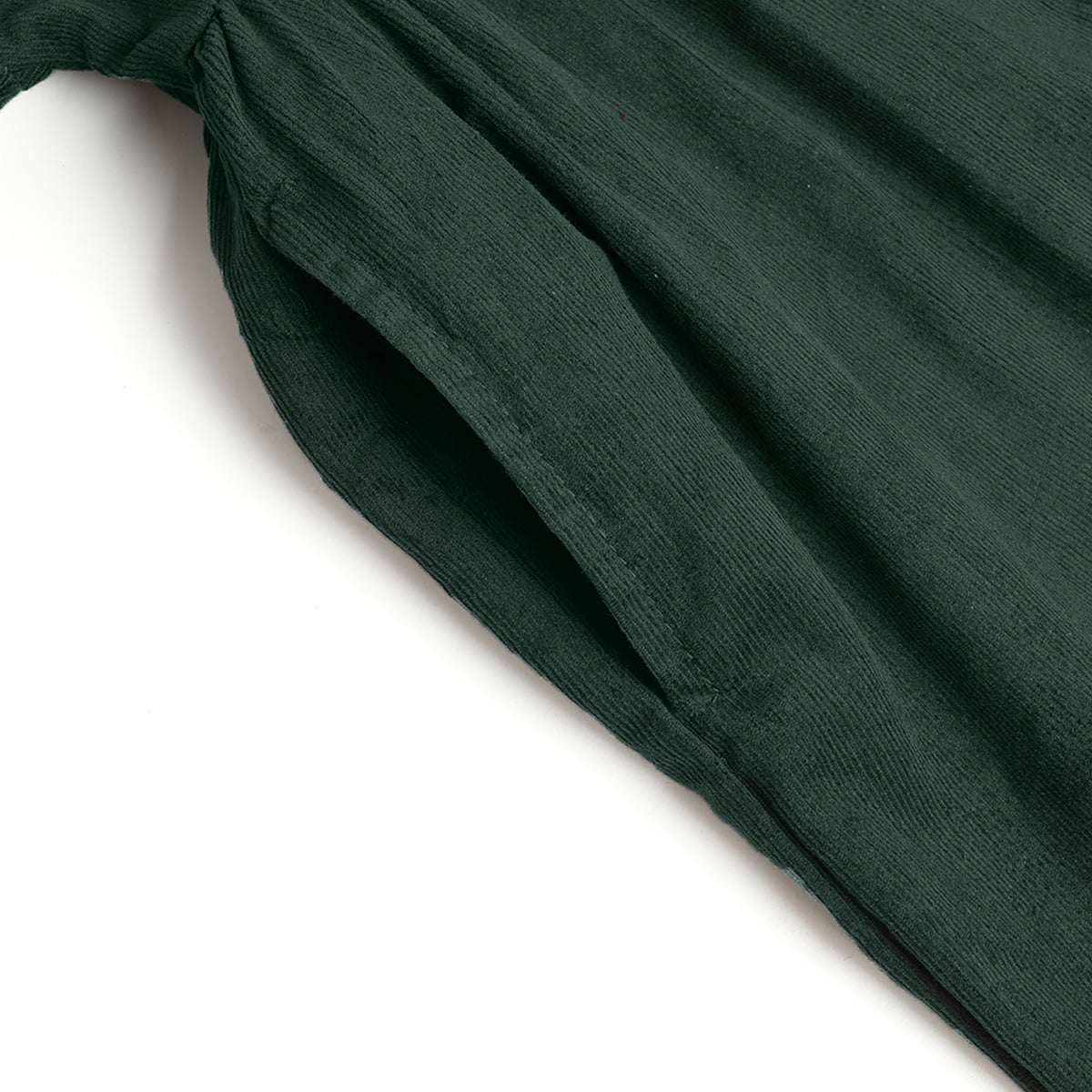 HILEELANG Toddler Dark Green Wavy Collar Corduroy Dress, Single Piece