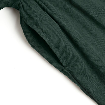 HILEELANG Toddler Dark Green Wavy Collar Corduroy Dress, Single Piece