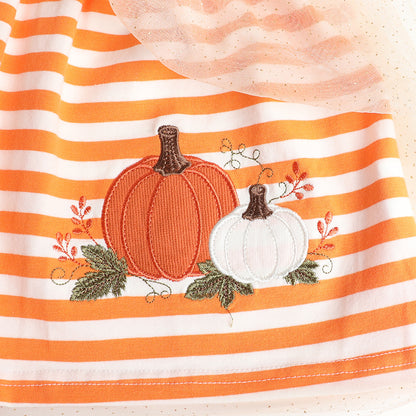 HILEELANG  Girls Pumpkin Stripe Layered Dress 2-7Y