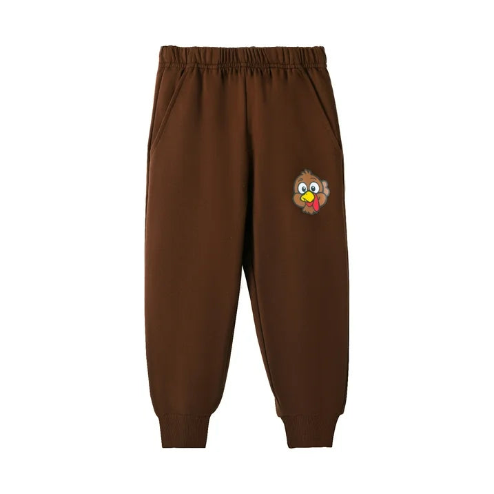 HILEELANG Toddler Boy Thanksgiving and Christmas Pullover and Sweatpants Set ,2 Piece Cotton Turkey Applique, Fall Winter Clothes for Kids