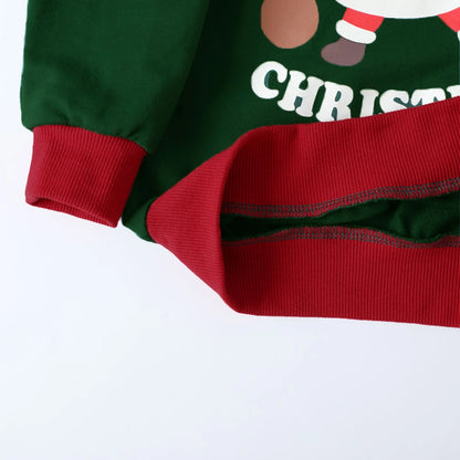 HILEELANG Kids Christmas Sweatshirt, Cotton Pullover Top with Santa Claus Print, Unisex Holiday Long Sleeve Shirt for Toddler Boys Girls