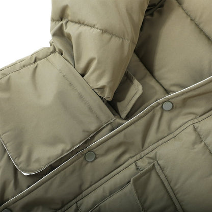 HILEELANG Kids Big Boys Warm Light Weight Padded Puffer Jacket with Hood Water-Resistant Winter Coat for Kids 6-13, Olive Green Outdoor Style