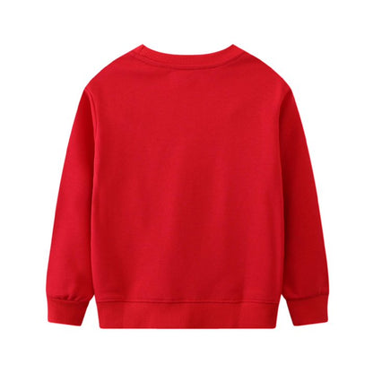 HILEELANG Toddler Boy Sweatshirts Red Christmas Cotton Casual Crewneck Santa Claus Applique Pullover Tops Sweater Shirts