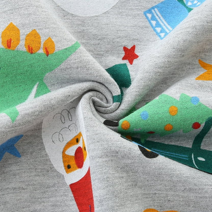 HILEELANG Toddler Boy Christmas Sweatshirt - Kids Festive Dinosaur Print Pullover Holiday Crewneck Tops Long Sleeve