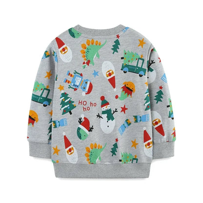 HILEELANG Toddler Boy Christmas Sweatshirt - Kids Festive Dinosaur Print Pullover Holiday Crewneck Tops Long Sleeve