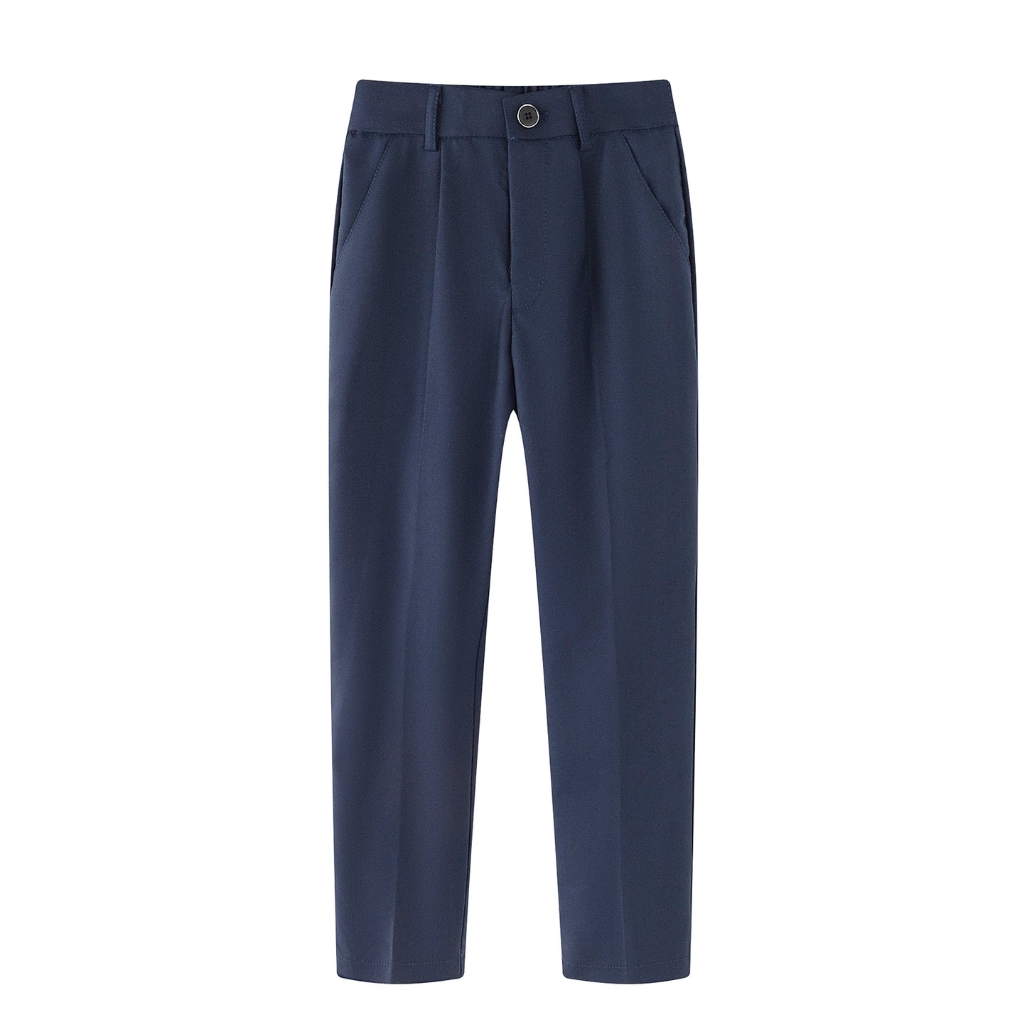 HILEELANG 1PC Little Boys Girls School Uniform Pants Navy Blue Kids Wrinkle-Free Dress Slacks Elastic Back Waist Classic Fit Pull-On Trousers for Students
