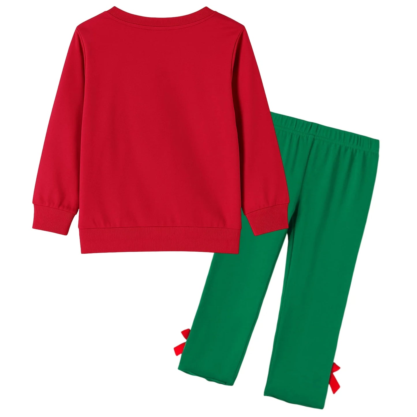 HILEELANG Toddler Girls Christmas Pants Set Light Red Elk Sweatshirt And Green Leggings Winter Playwear Outfits Clothing Sets