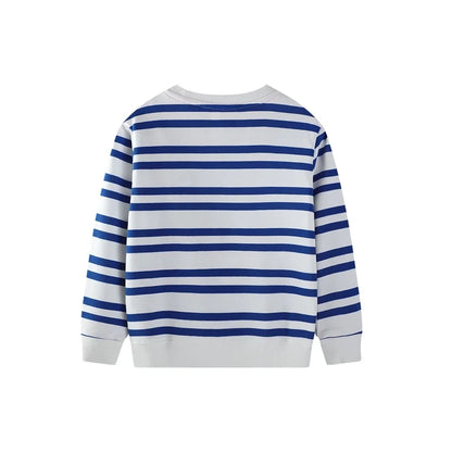 HILEELANG Toddler Boys(2-7Y) Sweatshirt Long Sleeve Striped Pullover Top, Cute Giraffe Zebra Applique Embroidery Fall Winter Cotton Crewneck Shirt