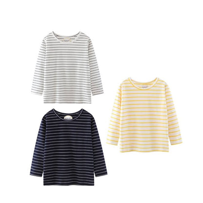 Toddler Boy Girls' Long Sleeve Tee Shirt Christmas Cotton Casual Crewneck Stripe Graphic Tops T-Shirts Black Yellow 3 Packs