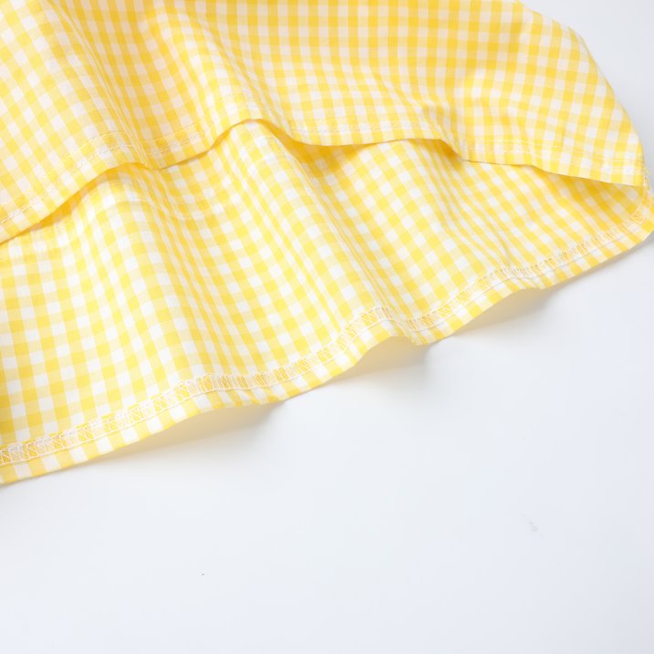 HILEELANG 3-13T Little/Big Girls Yellow Gingham 100% Cotton Dress