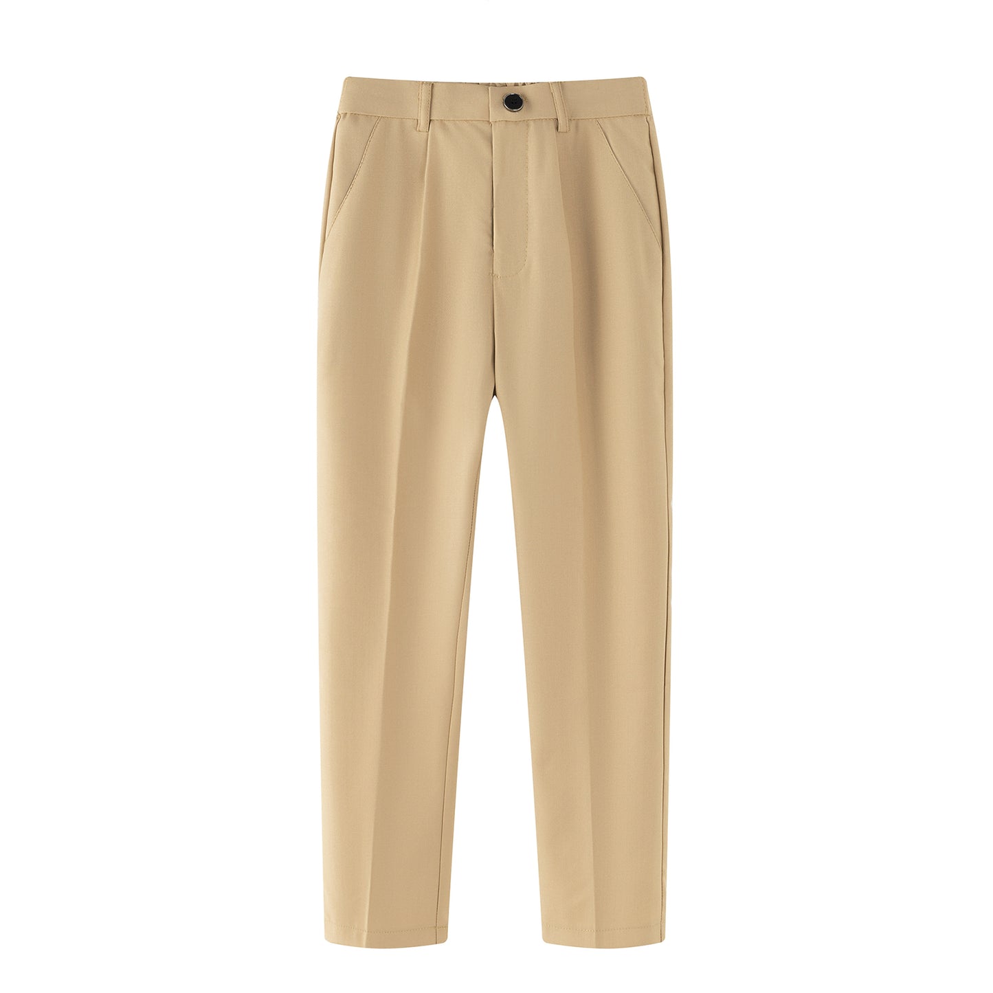 HILEELANG 1PC Little Boys Girls School Uniform Pants Khaki Kids Wrinkle-Free Dress Slacks Elastic Back Waist Classic Fit Pull-On Trousers for Students