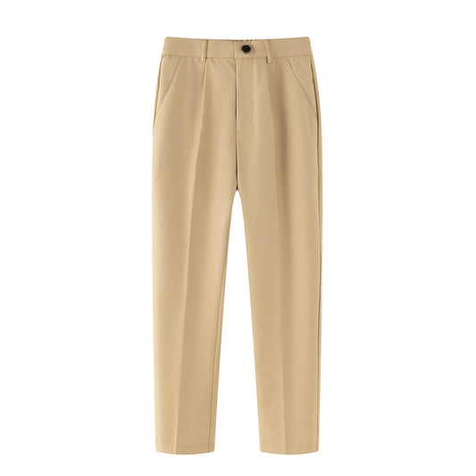 HILEELANG 1PC Little Boys Girls School Uniform Pants Khaki Kids Wrinkle-Free Dress Slacks Elastic Back Waist Classic Fit Pull-On Trousers for Students