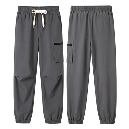 HILEELANG Kids Quick-Dry Cargo Pants Lightweight 4-Way Stretch Outdoor Joggers for Boys & Girls