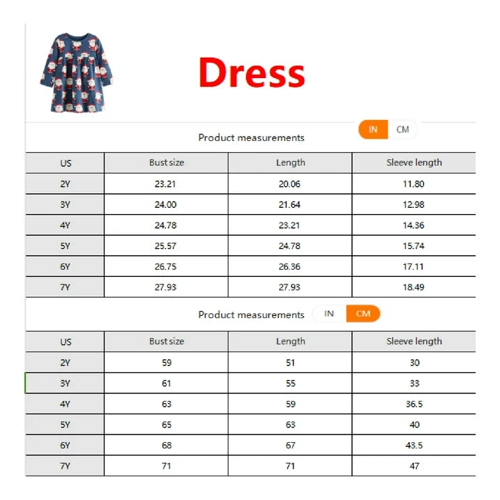 HILEELANG Toddler Girl Christmas Dress Navy Blue Santa Claus Cotton Casual Long Sleeve Tunic Playwear Holiday Dresses