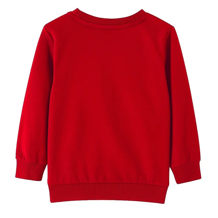 HILEELANG Kids Christmas Sweatshirt, Cotton Pullover Top with Reindeer Appliqué, Unisex Holiday Long Sleeve Shirt for Toddler Boys Girls