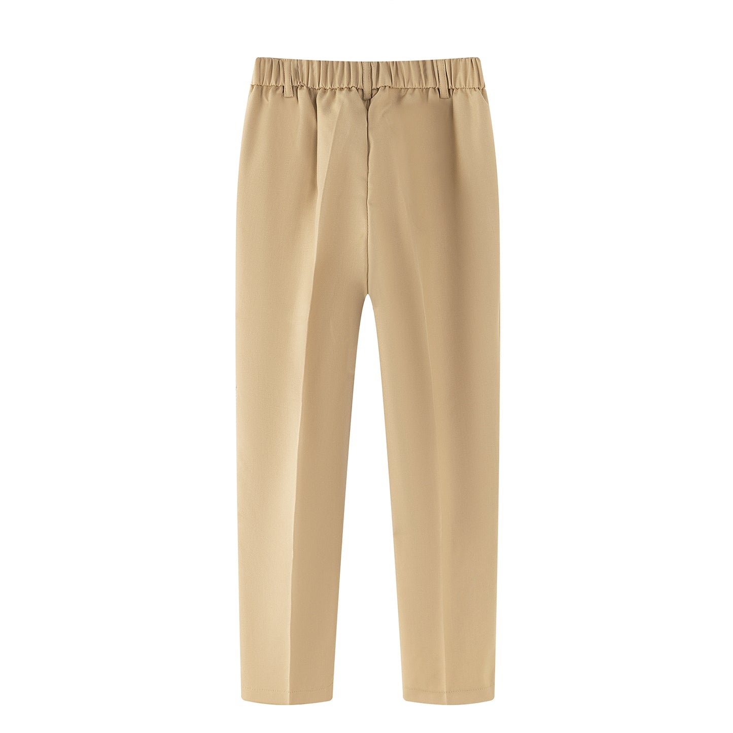 HILEELANG 1PC Little Boys Girls School Uniform Pants Khaki Kids Wrinkle-Free Dress Slacks Elastic Back Waist Classic Fit Pull-On Trousers for Students