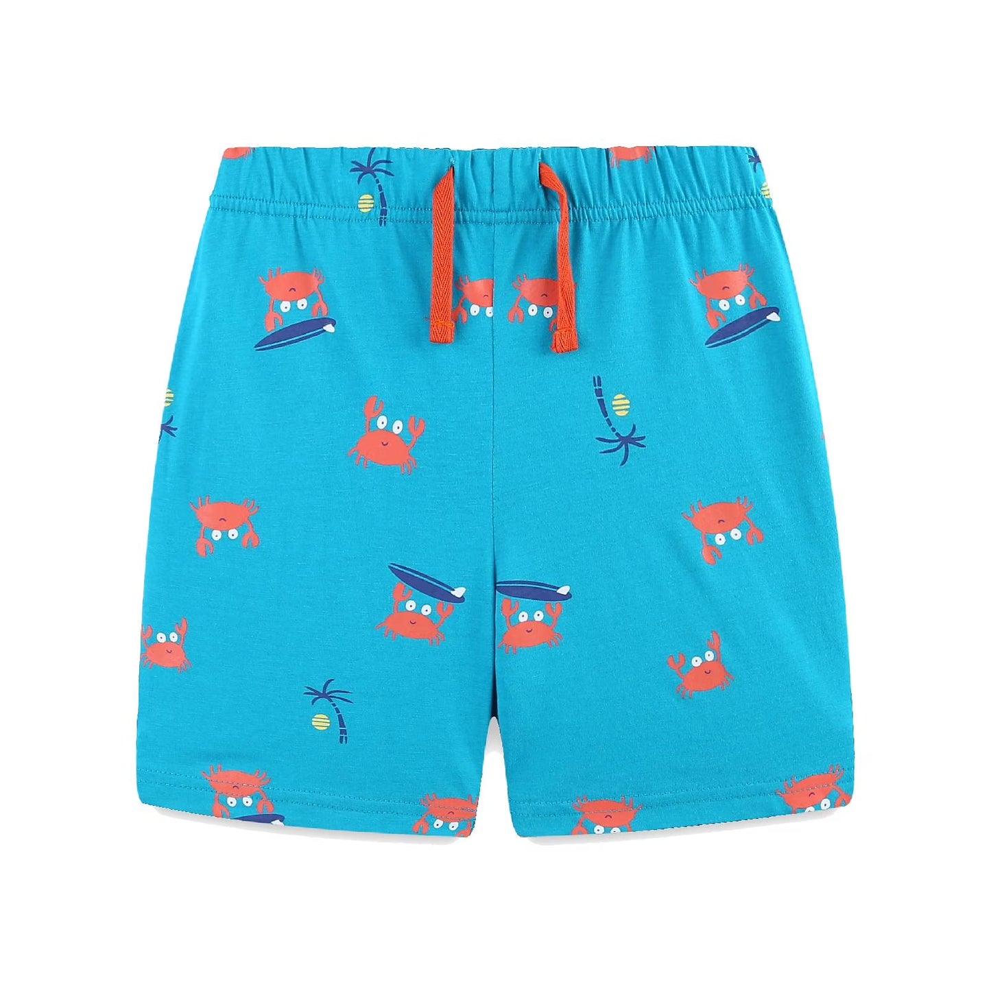 HILEELANG Toddler Boy Summer Short Clothes Sets Outfits Easter Cotton Orange Crab Shirts Shorts Playwear
