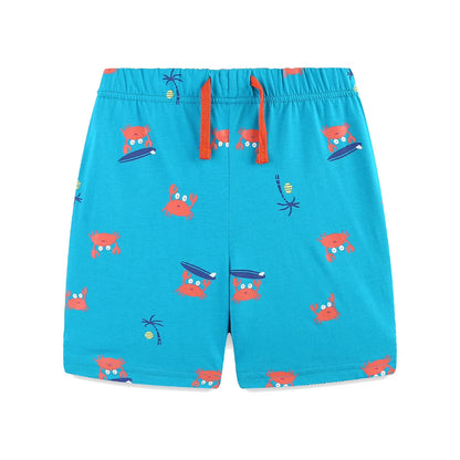 HILEELANG Toddler Boy Summer Short Clothes Sets Outfits Easter Cotton Orange Crab Shirts Shorts Playwear