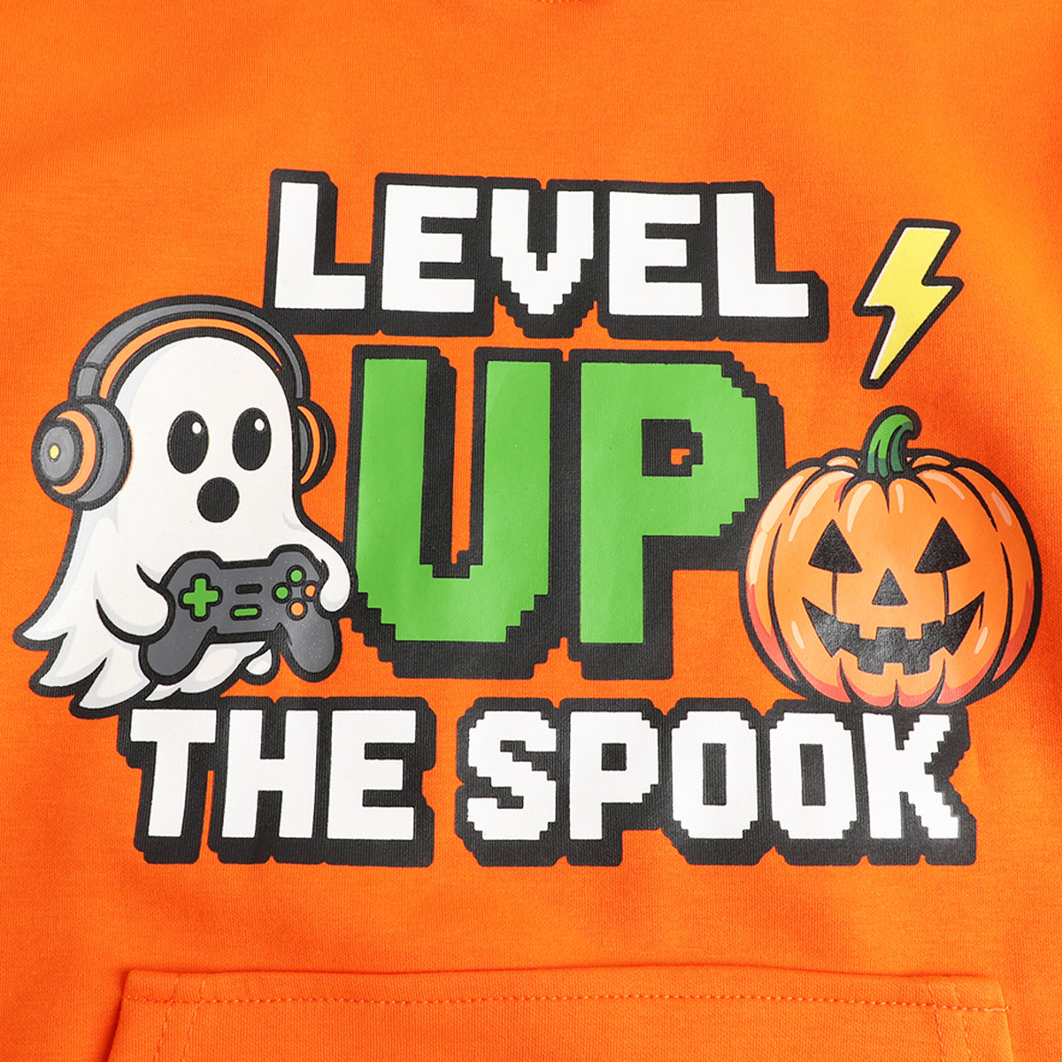HILEELANG Kids Halloween Gaming Ghost Pumpkin Hoodie, Big Kids