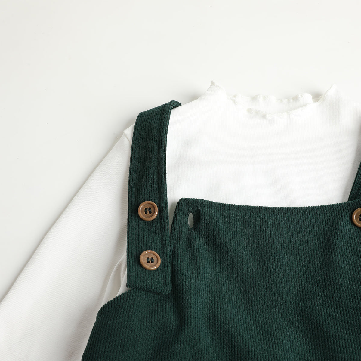 HILEELANG Toddler Dark Green Corduroy Overall Dress, Single Piece