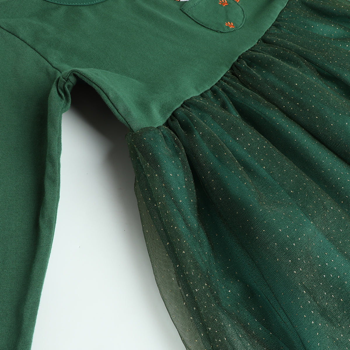 HILEELANG Toddler Fox Pocket Sparkle Tulle Dress, Single Piece