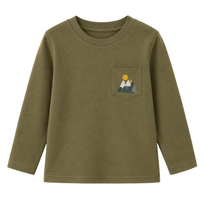 HILEELANG Boys Long Sleeve Shirts 3 Pack Cotton Tees Adventure Mix