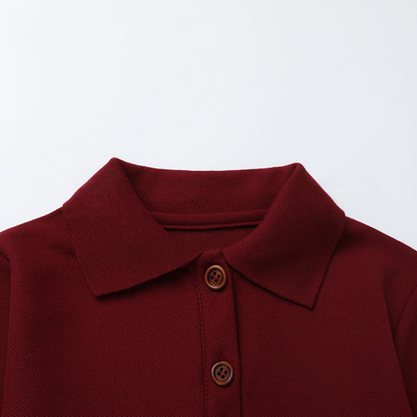 HILEELANG 4-13Y Girls Long Sleeve Polo Dress School Uniform Dress with Pockets Cotton Blend Pique Collared Dress Burgundy
