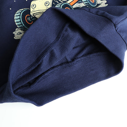 HILEELANG Toddler Boys Space Rover Graphic Sweatshirt, Long Sleeve Crewneck Pullover Top, Sizes 2-7 Years