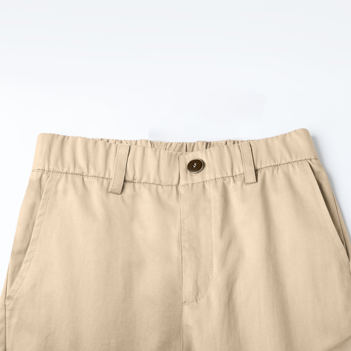 HILEELANG 5-15 Years Little Big Boys School Uniform Shorts 2 Pack, Elastic Waist Flat Front Khaki Chino Shorts with Pockets for Kids Khaki