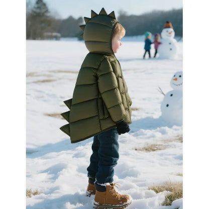 HILEELANG Toddler Boy Girl (12M-7Y) Winter Puffer Jackets Coats Amy Green Dinosaur Hooded Light Weight Padded Outerwear