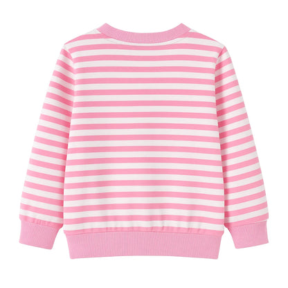 HILEELANG Toddler Girls(2-8Y) Sweatshirt -Pink Stripe Rainbow Pullover Crewneck Holiday Tops Long Sleeve