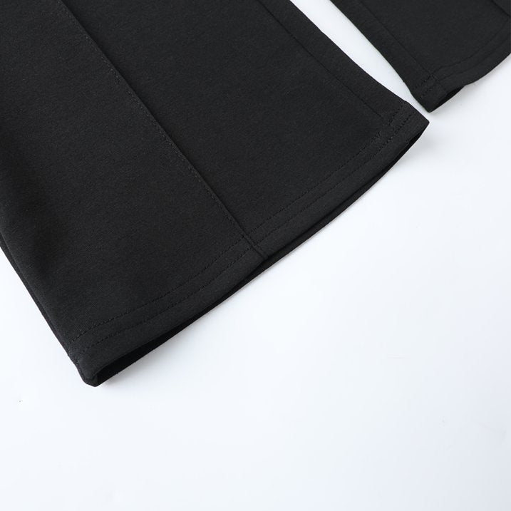 HILEELANG Girls Flare Pants Stretch Sweatpants Pull On with Pockets Black