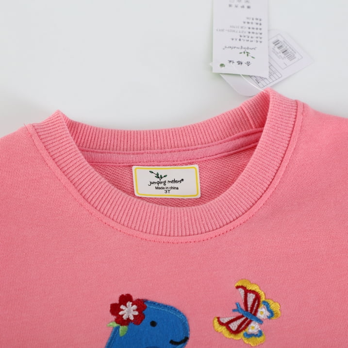 HILEELANG Toddler Girls(2-7Y) Long Sleeve Pink Sweatshirt with Dinor Embroidery – Cute Construction Pullover Top for Fall