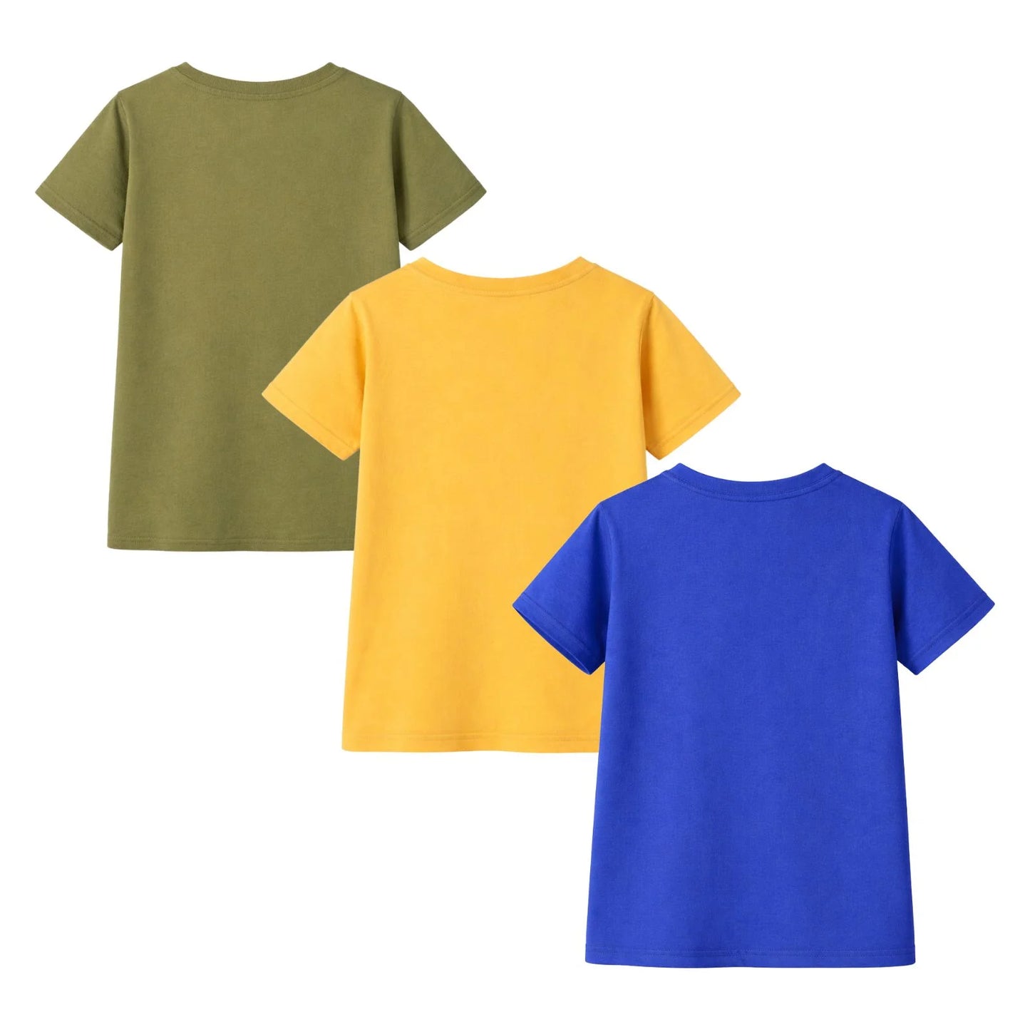 HILEELANG 4-13 Little Boys Red Navy Gray 100% Cotton Sports Graphic 3-Pack Short Sleeve T Shirt Summer Tops