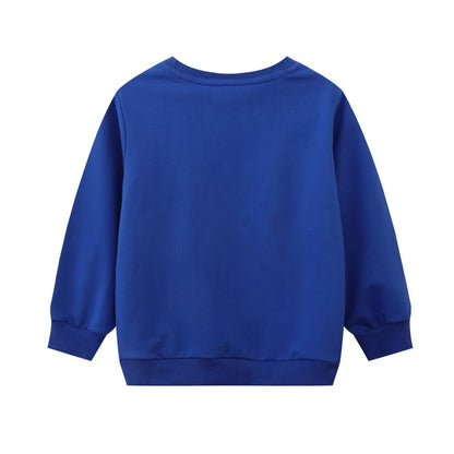 HILEELANG Toddler Boy(2-7Y) Sweatshirts Christmas Royal Blue Santa Claus Applique Pullover Cotton Long Sleeve Top Clothing