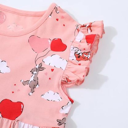 HILEELANG Girls Cotton Tiered Dress Flutter Ruffle Sleeve Summer Swing Sundress Birthday Party Casual Outfit Colorblock