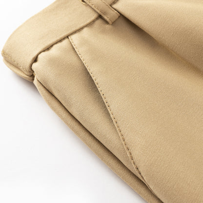 HILEELANG 1PC Little Boys Girls School Uniform Pants Khaki Kids Wrinkle-Free Dress Slacks Elastic Back Waist Classic Fit Pull-On Trousers for Students