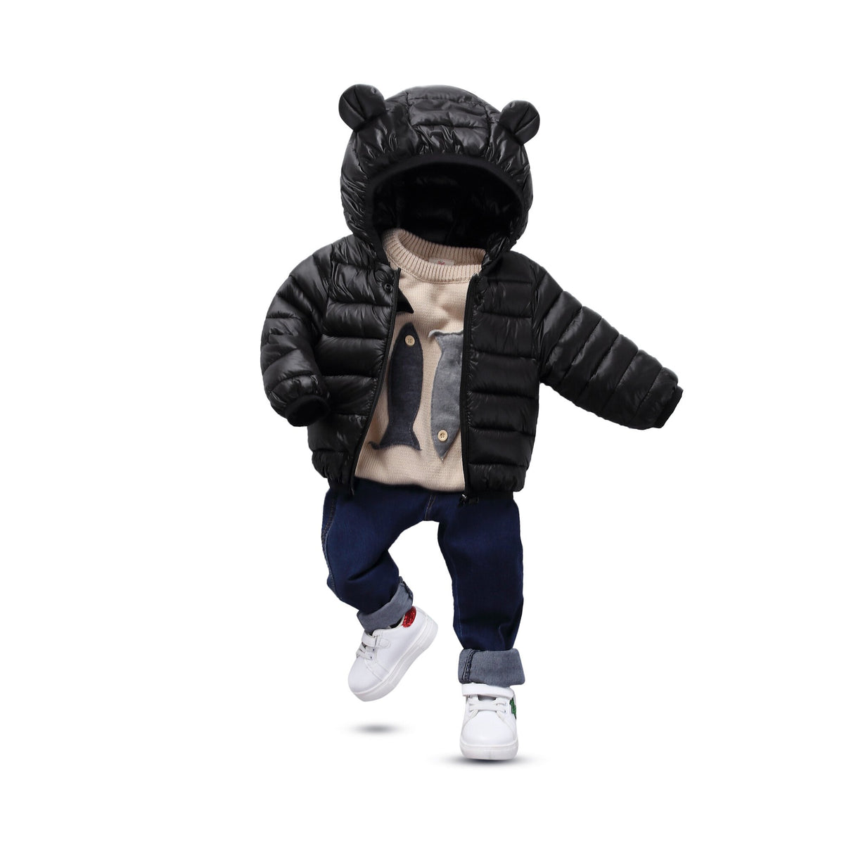 HILEELANG Toddler Baby Girl(12M-6T) Winter Puffer Jacket Coat Hooded Light Weight Padded Outwear Black