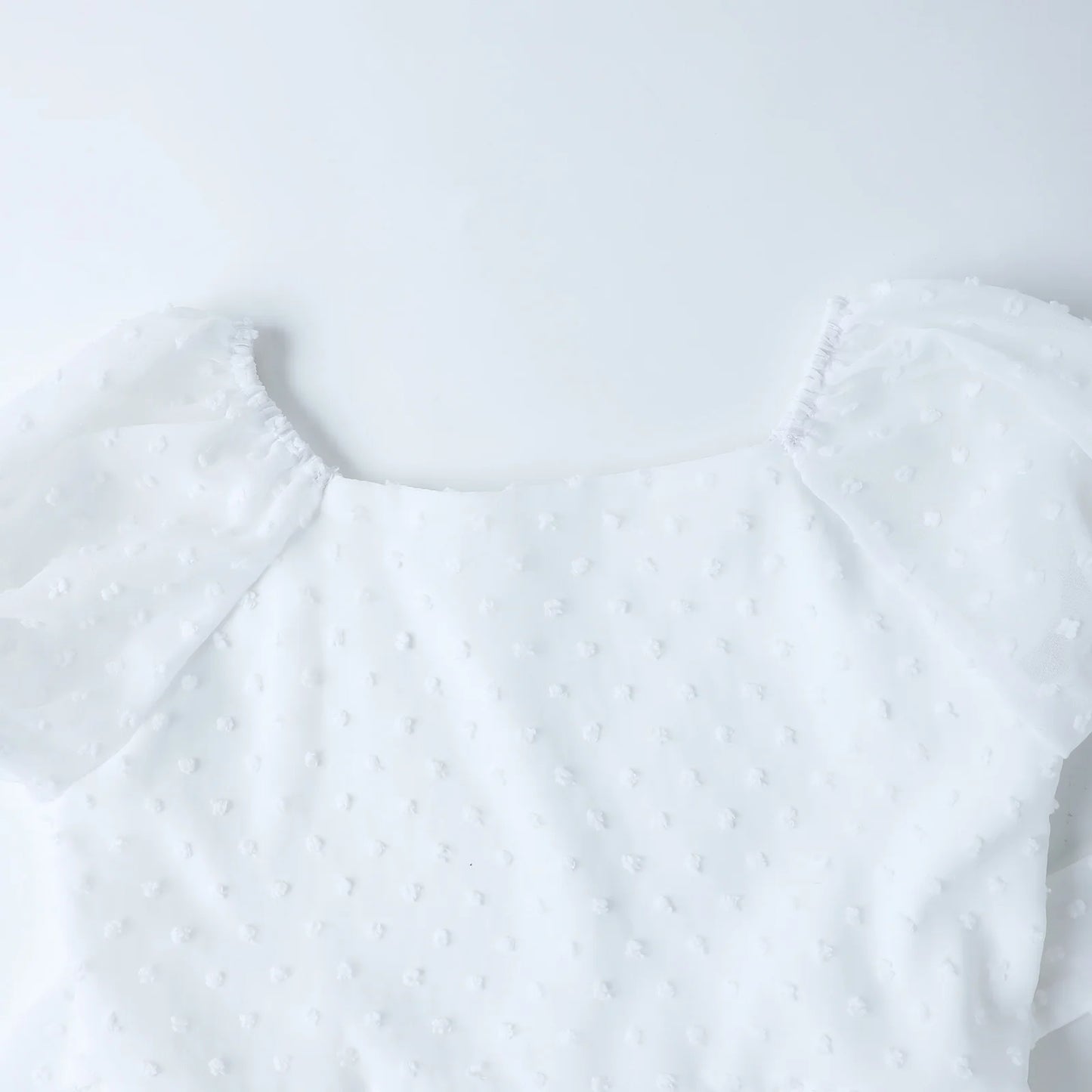 HILEELANG Girls White Swiss Dot Puff Sleeve Polyester Dress 4-5Y Little Girls